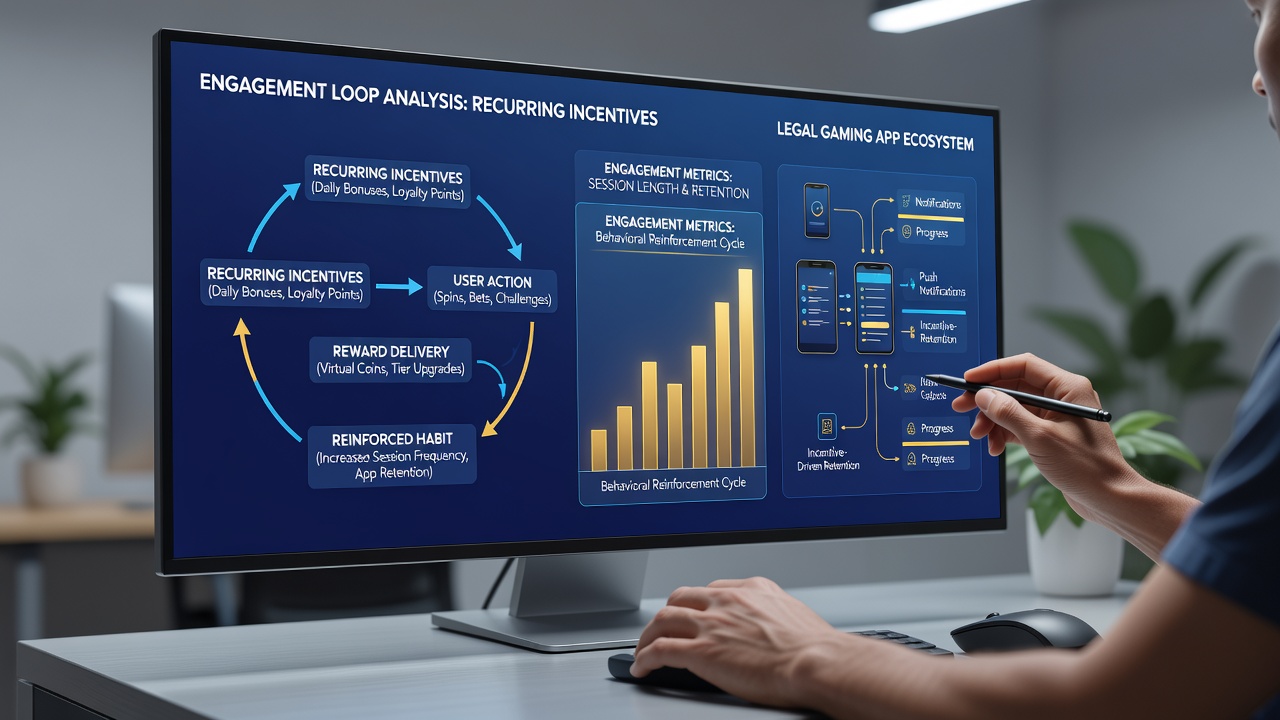 Chart displaying engagement metrics and retention trends from recurring incentive programs in casino-style apps