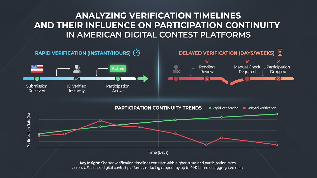 Flowchart showing verification steps and user drop-off points in digital contest platforms