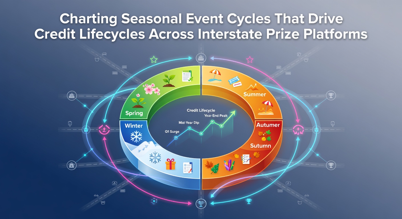 Visual representation of seasonal event cycles influencing credit flows in interstate prize platforms