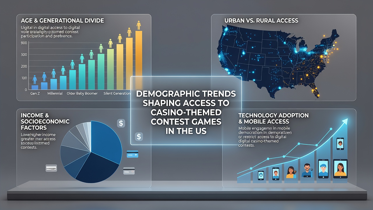 Demographic trends chart showing age and regional distribution in US casino-themed contest games