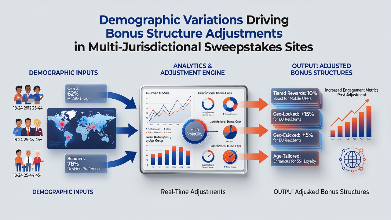 Chart showing age and regional demographic breakdowns influencing bonus tiers across state lines in sweepstakes platforms