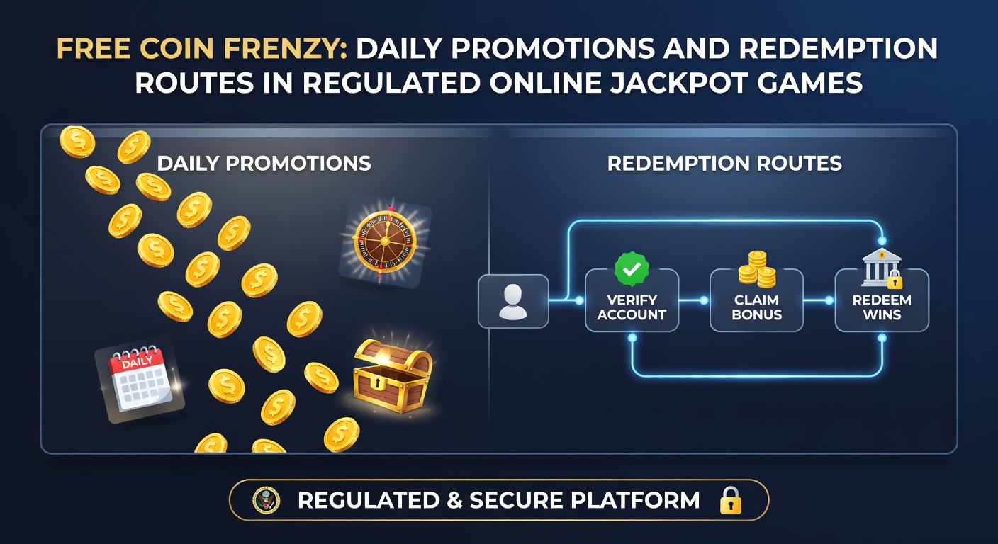 Close-up of redemption interface in a regulated jackpot game, illustrating coin-to-prize conversion paths with step-by-step visuals and compliance badges