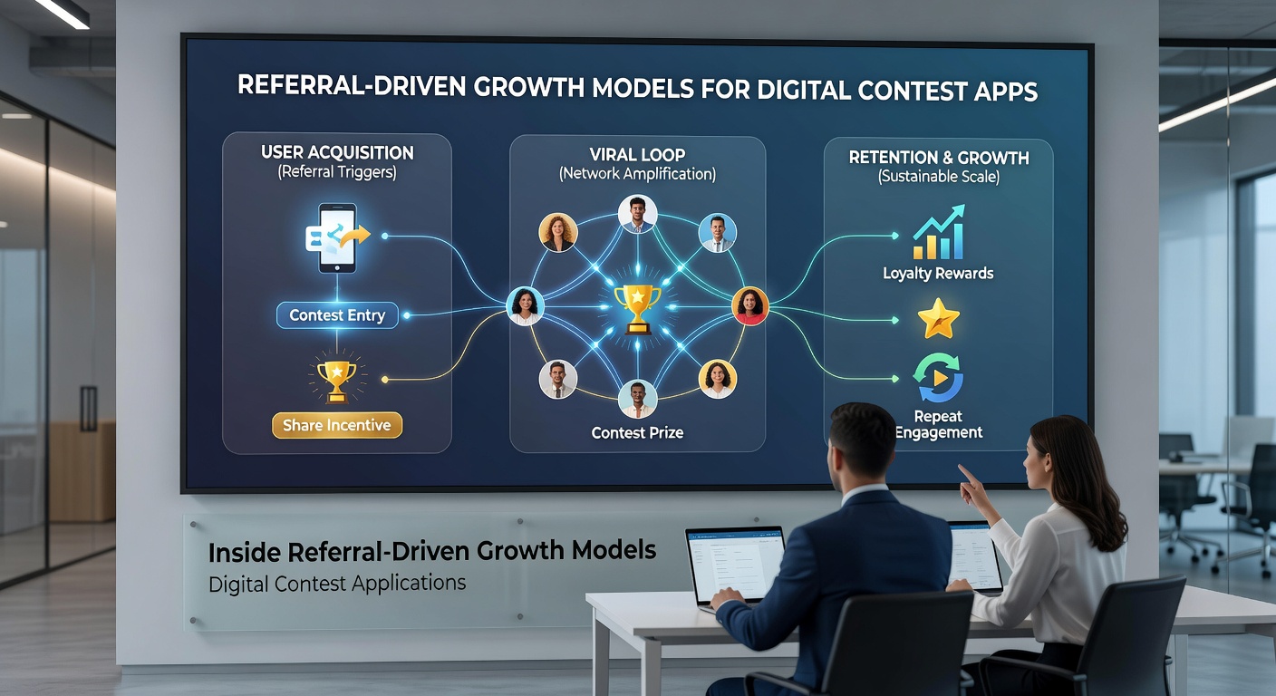 Analytics dashboard showing referral conversion rates and geographic distribution across contest applications