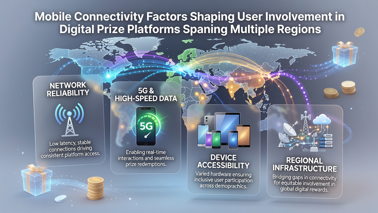 Mobile network signals and user engagement patterns across global digital prize platforms