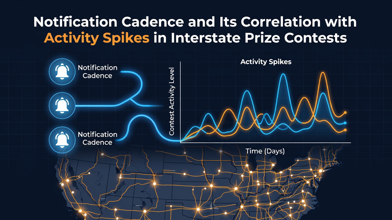 Graph showing notification frequency patterns alongside user activity spikes across multi-state prize platforms