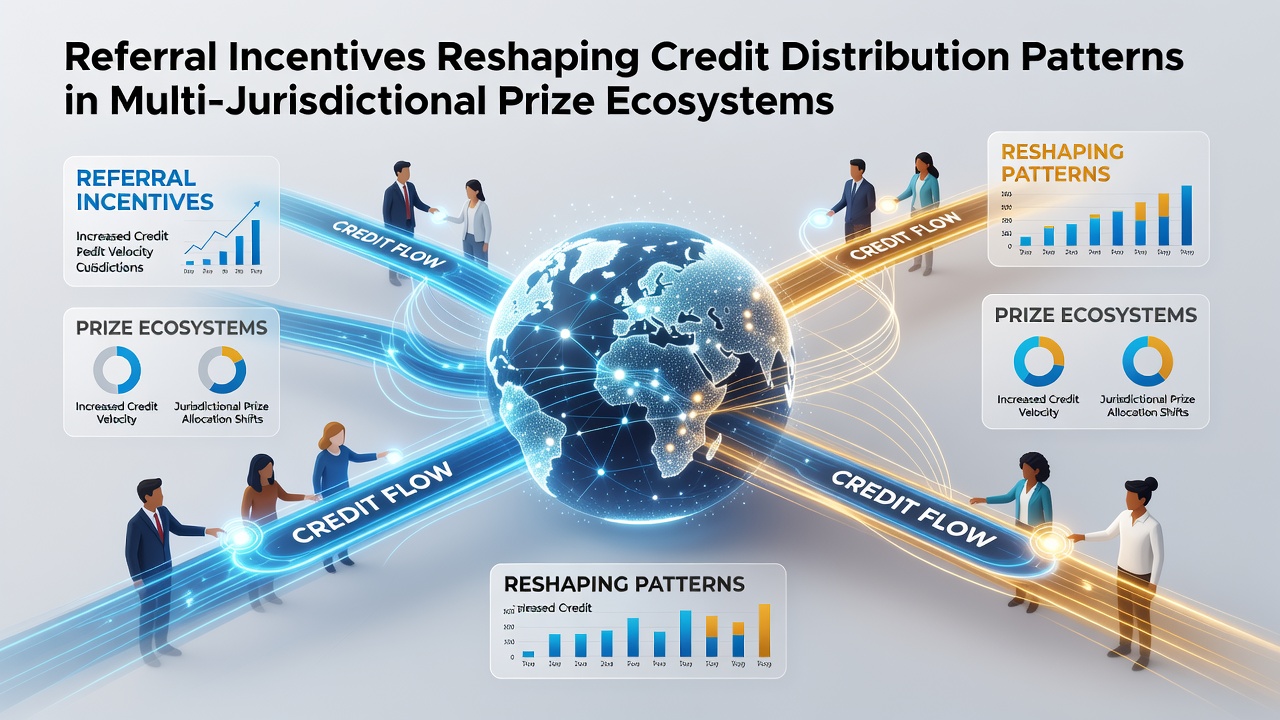 Chart showing credit distribution shifts linked to referral activity in multi-state prize systems