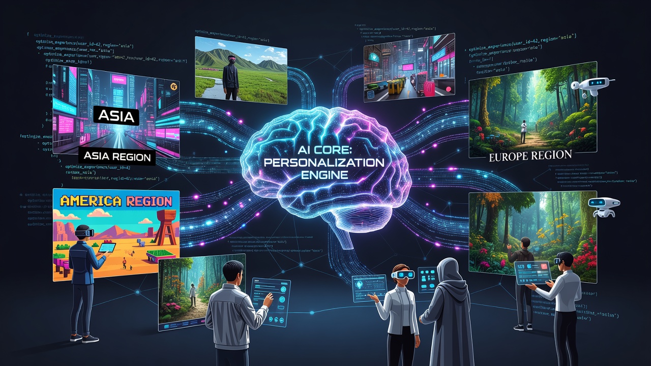 AI systems analyzing user data across virtual play regions